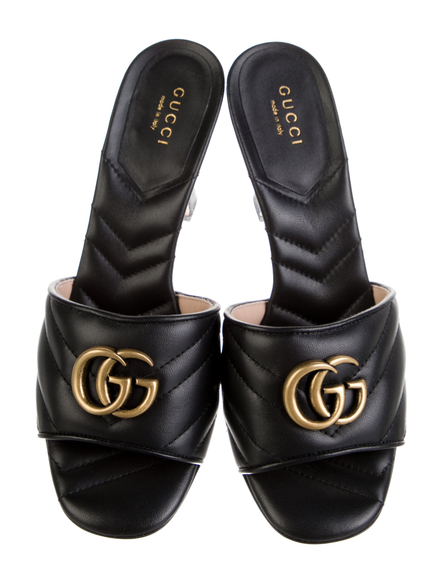 Gucci Double G Logo Leather Slides